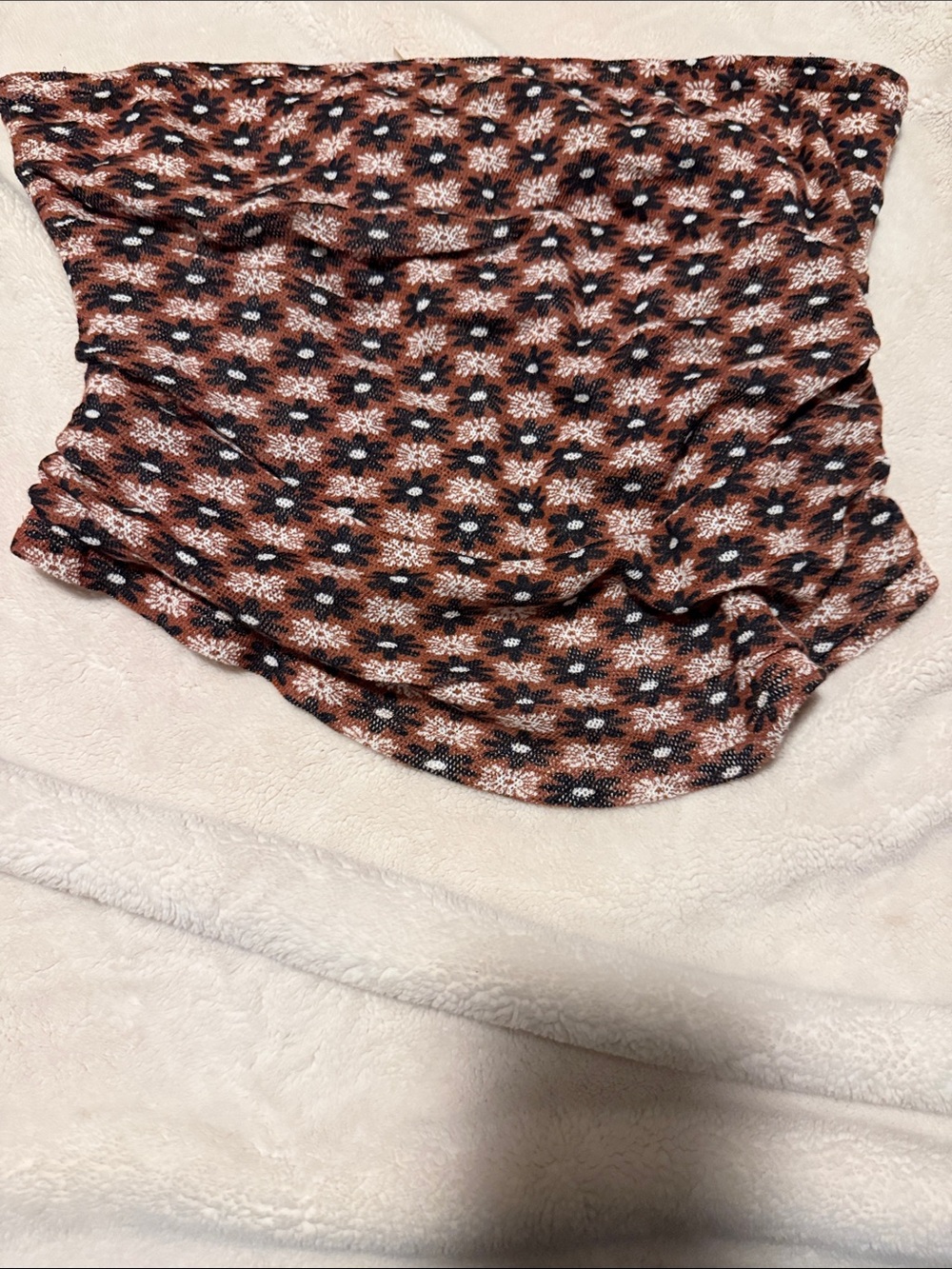 Free People Brown Floral Mesh Strapless Tube Top Size XL Y2K Boho